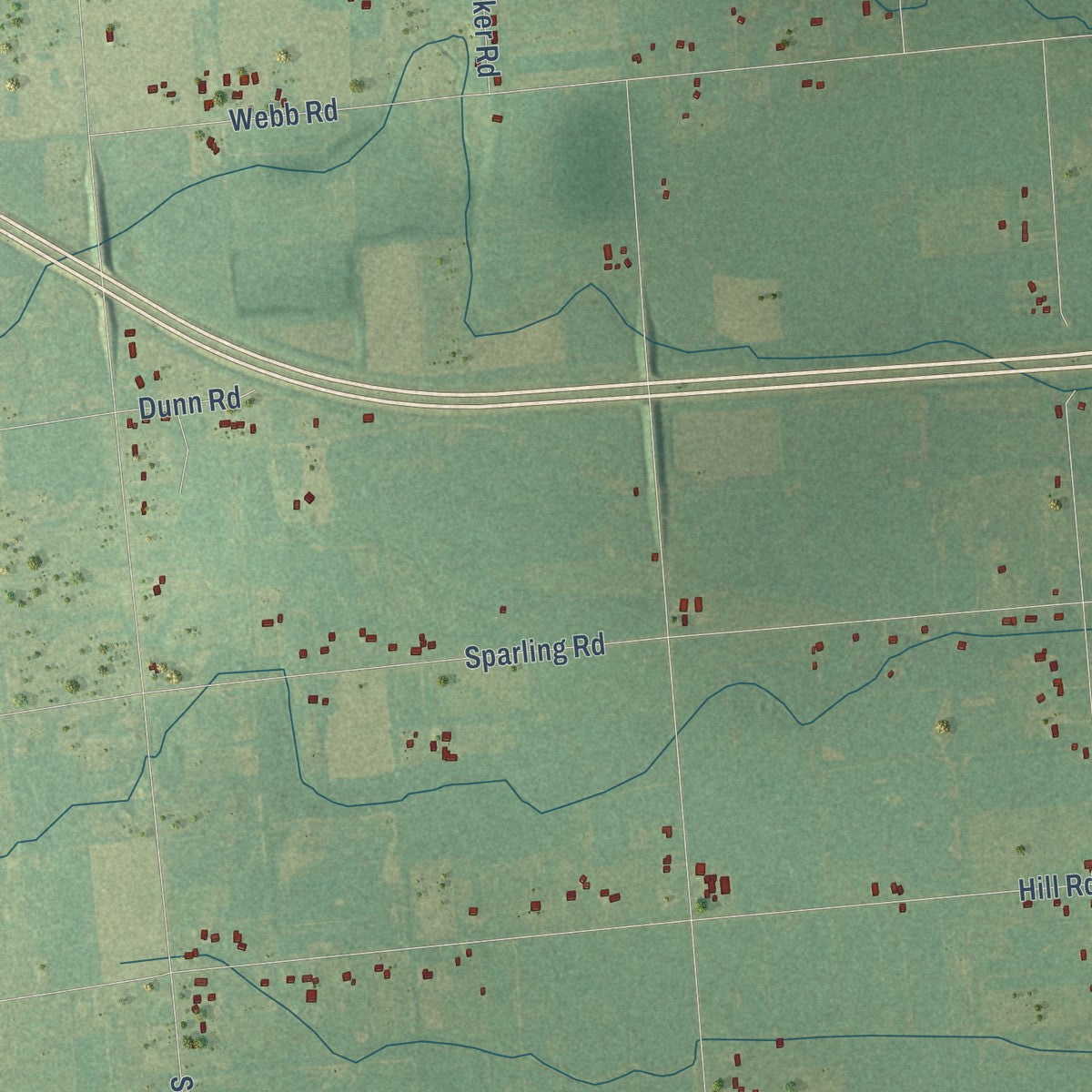 Close-up of the map of Wales, Michigan print showing street and building detail