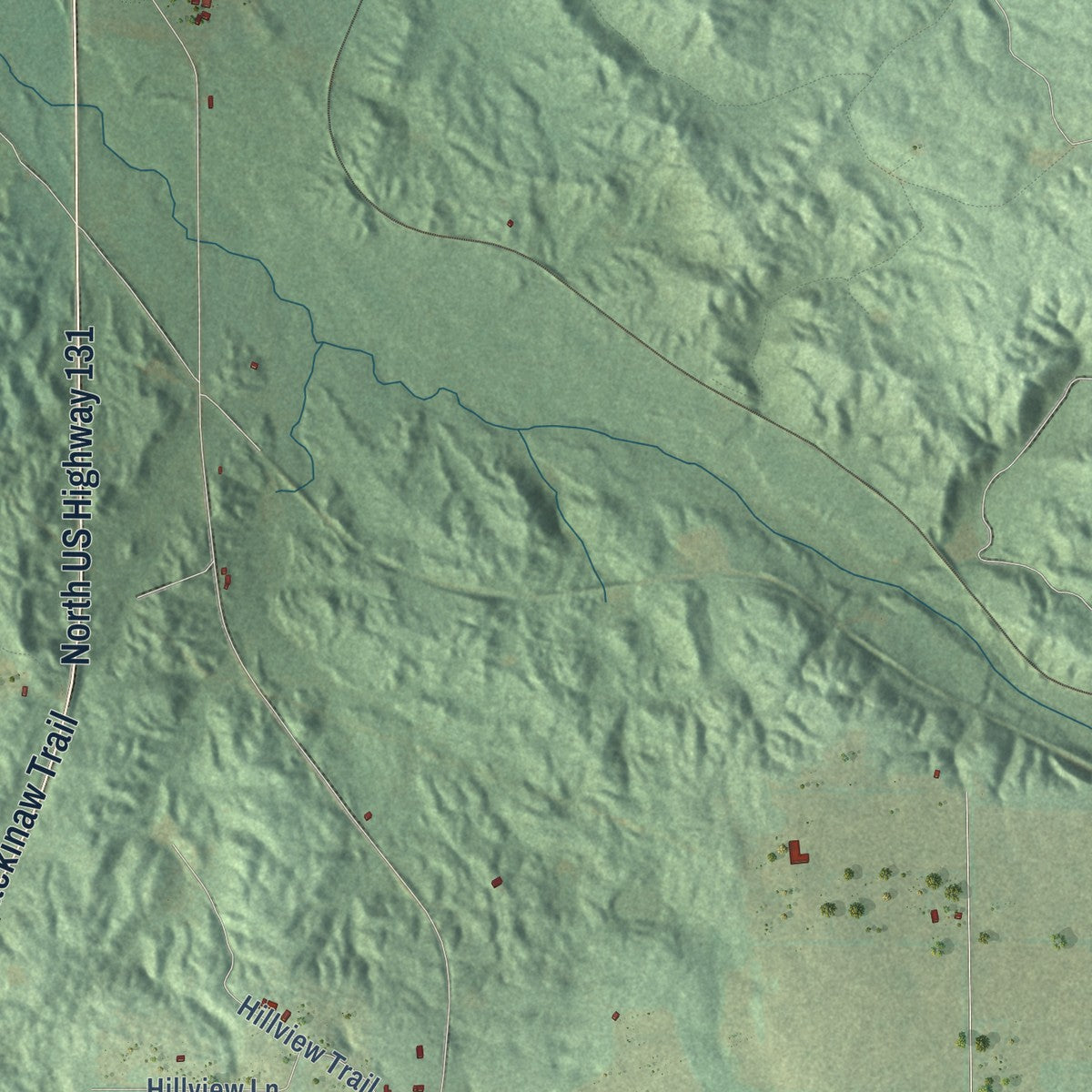 Close-up of the map of Warner, Michigan print showing street and building detail
