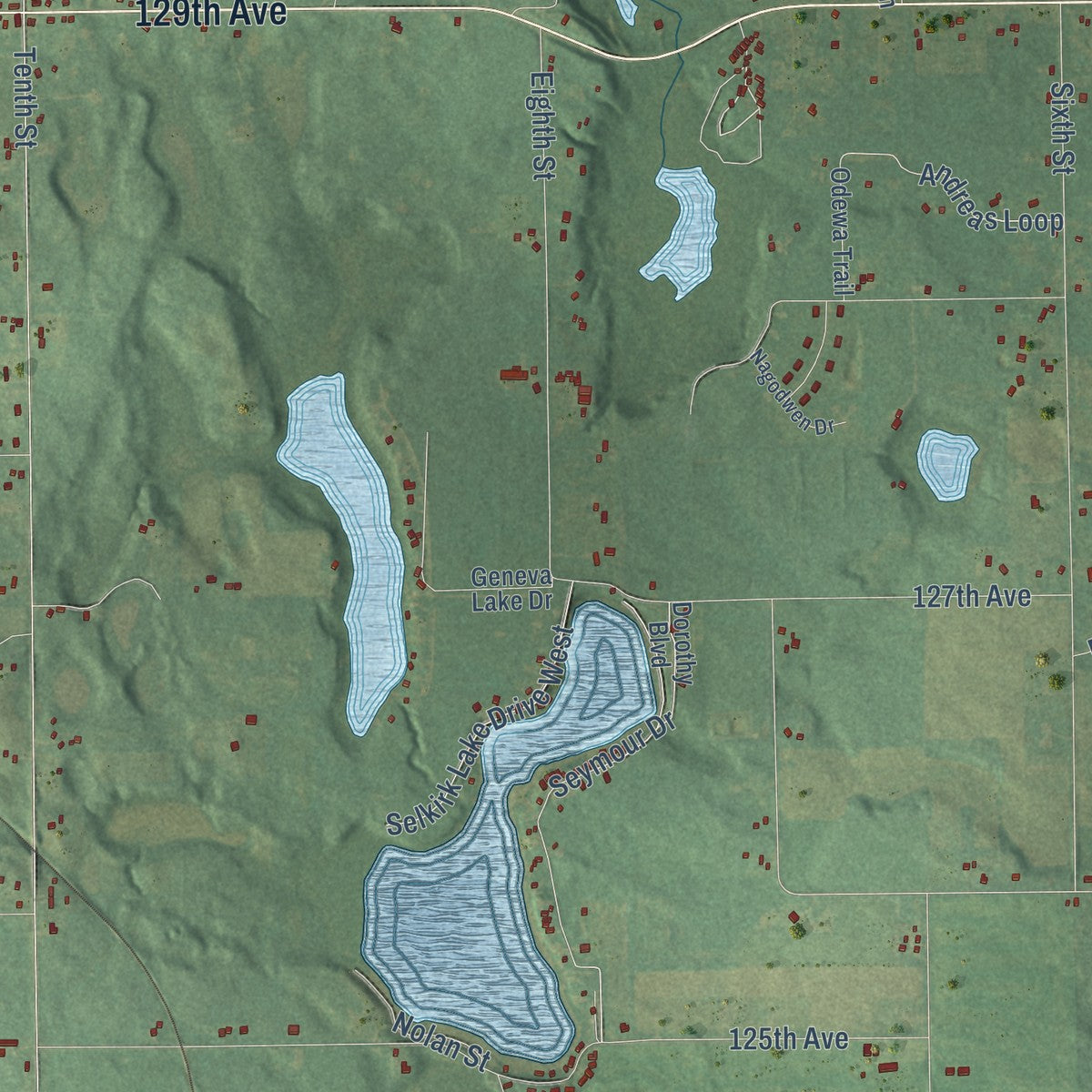 Close-up of the map of Wayland, Allegan County, Michigan print showing street and building detail