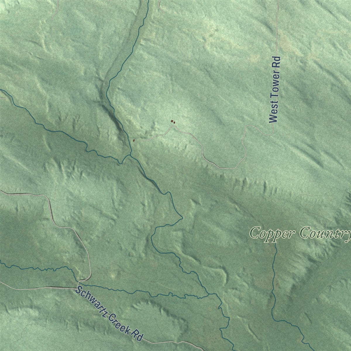 Close-up of the map of West Branch, Dickinson County, Michigan print showing street and building detail