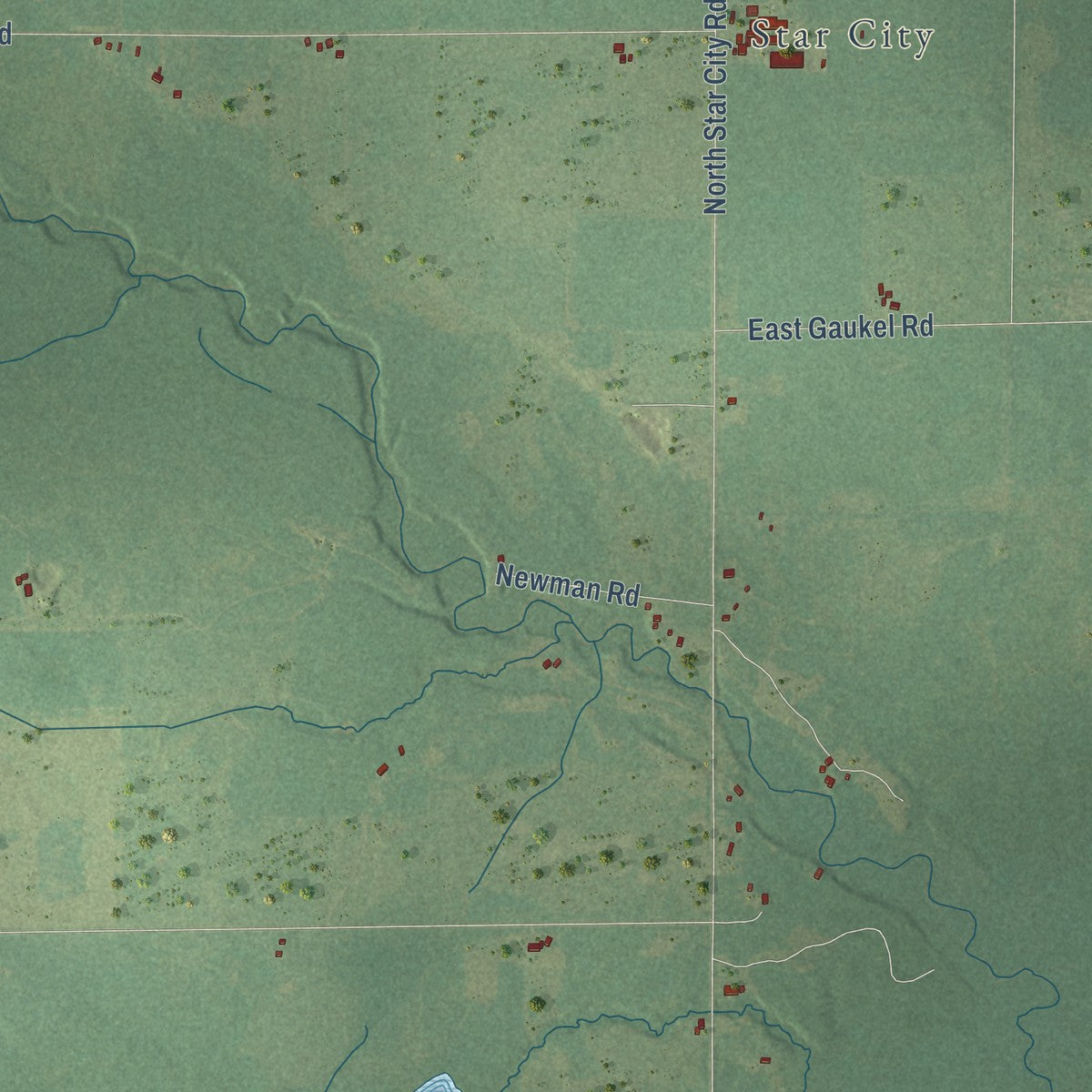 Close-up of the map of West Branch, Missaukee County, Michigan print showing street and building detail