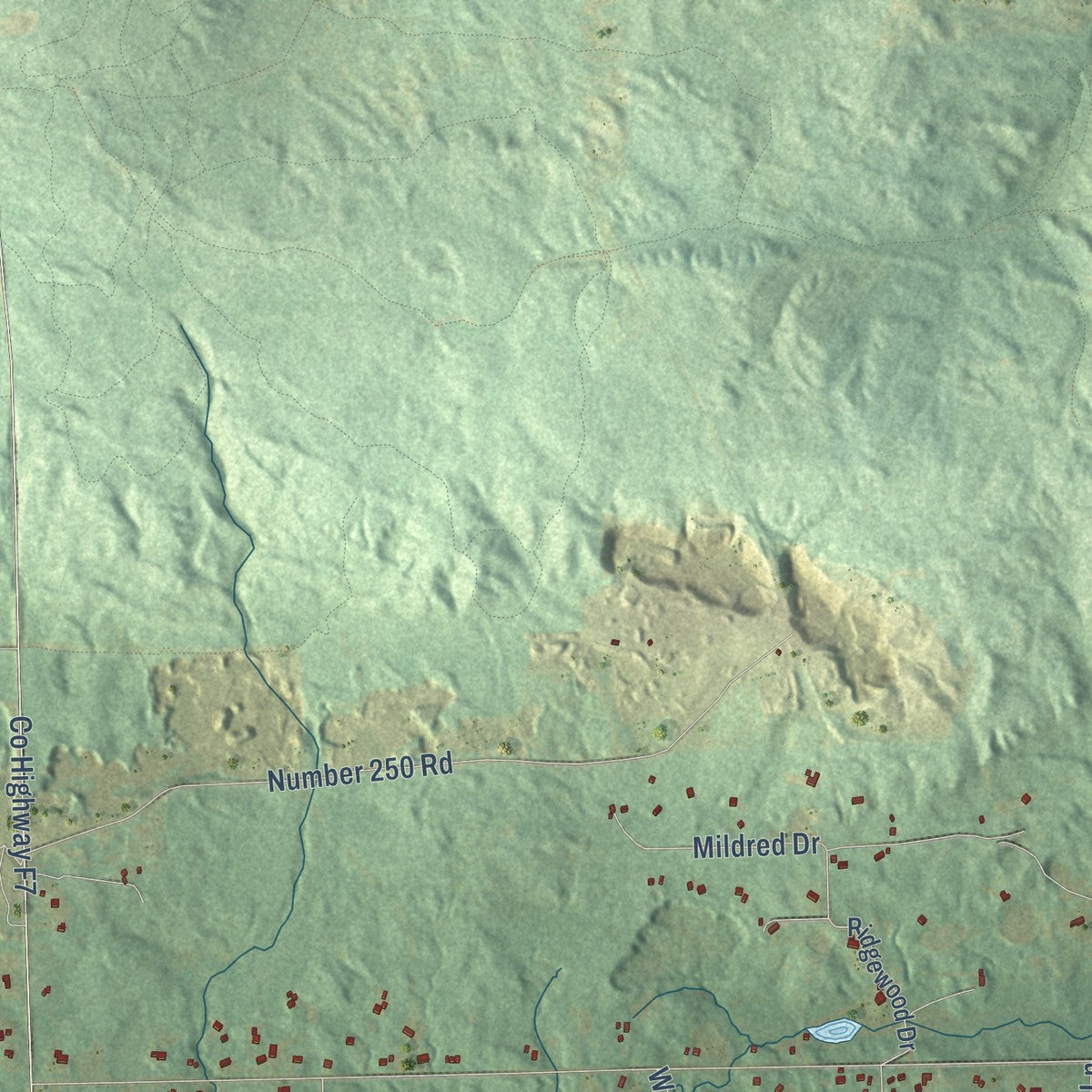 Close-up of the map of West Branch, Ogemaw County, Michigan print showing street and building detail