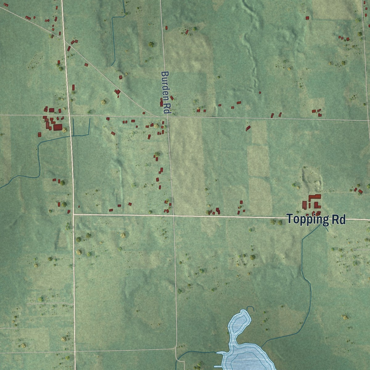 Close-up of the map of White Oak, Michigan print showing street and building detail