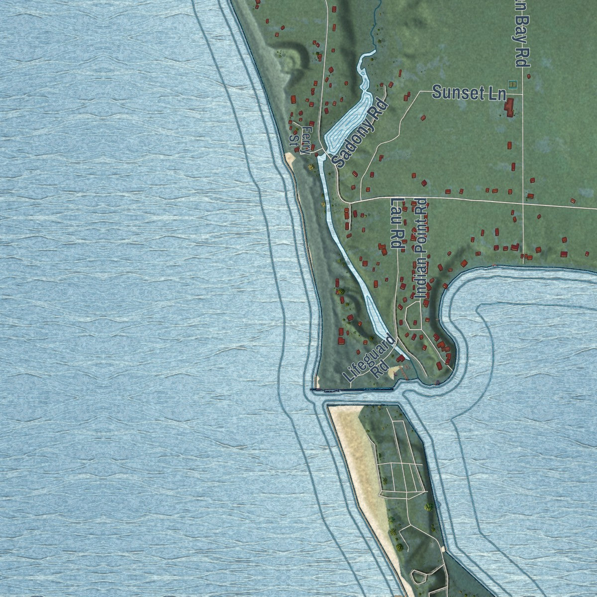 Close-up of the map of White River, Michigan print showing street and building detail