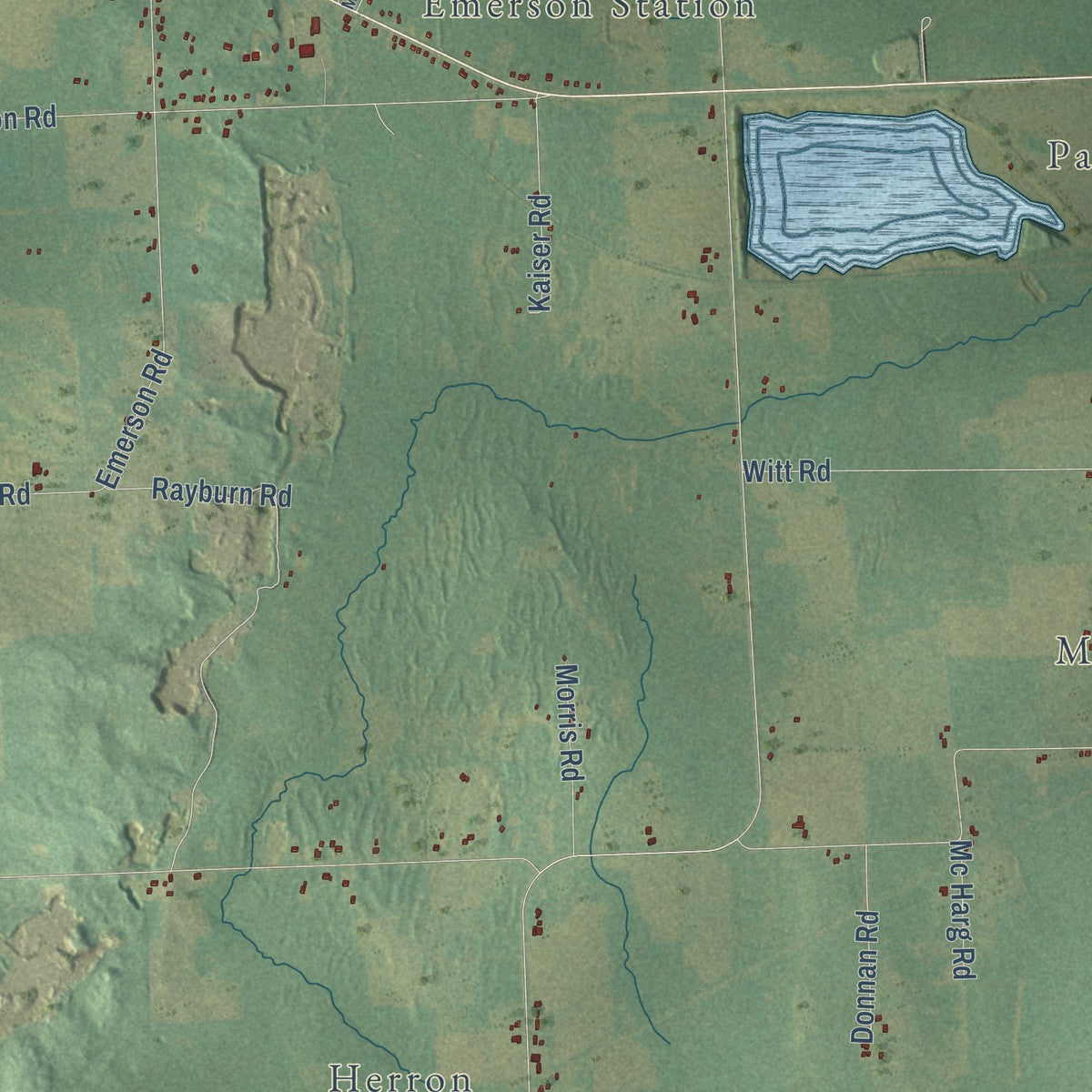 Close-up of the map of Wilson, Alpena County, Michigan print showing street and building detail