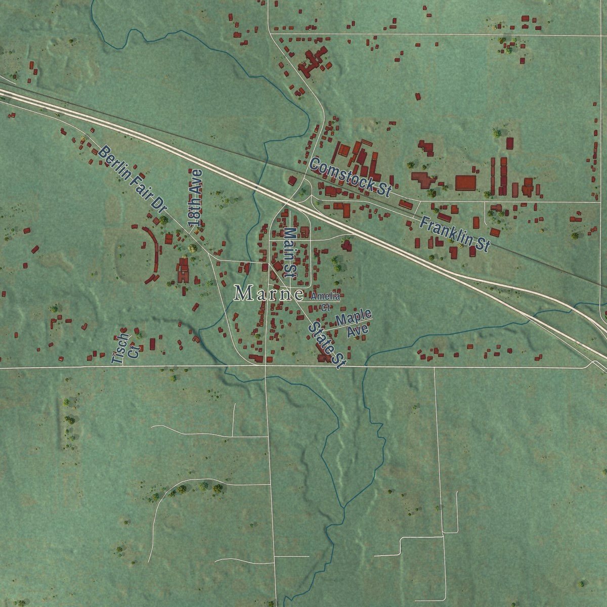 Close-up of the map of Wright, Ottawa County, Michigan print showing street and building detail