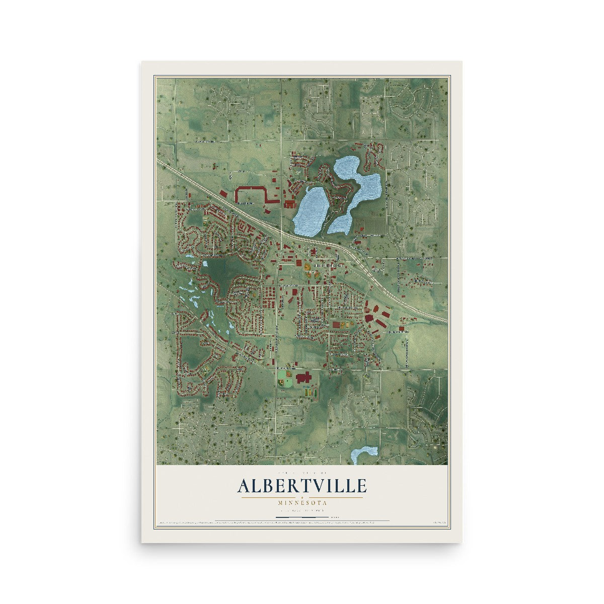 Map of Albertville, Minnesota, 12 x 18 inch unframed archival matte print
