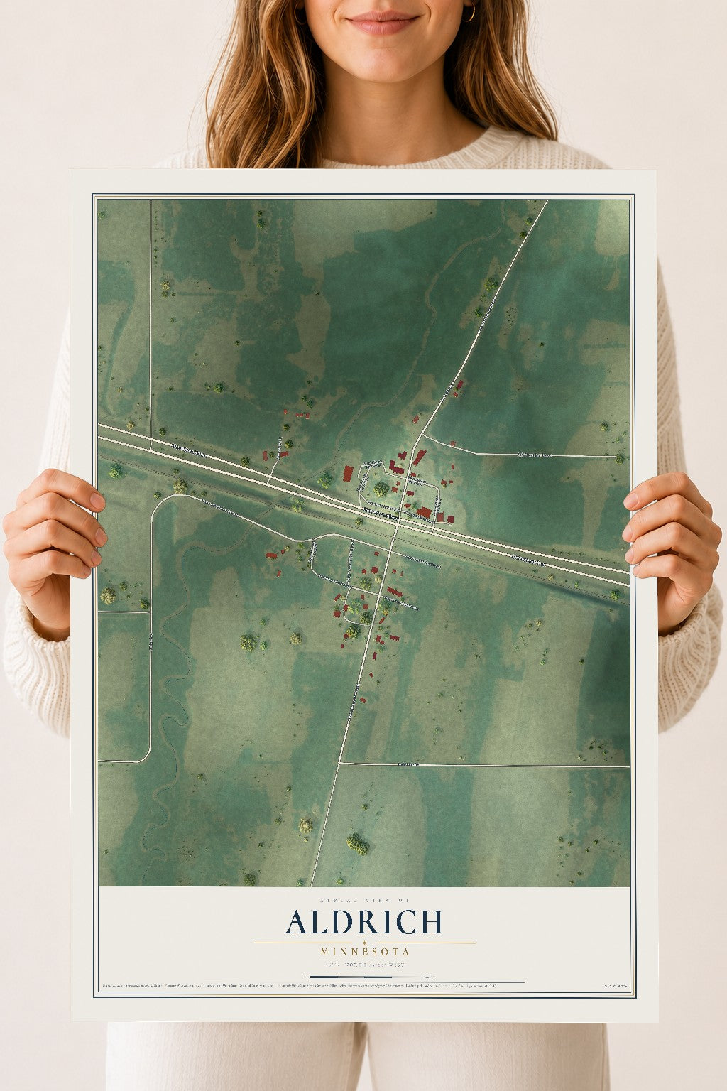 Map of Aldrich, Minnesota, 18 x 24 inch unframed archival matte print