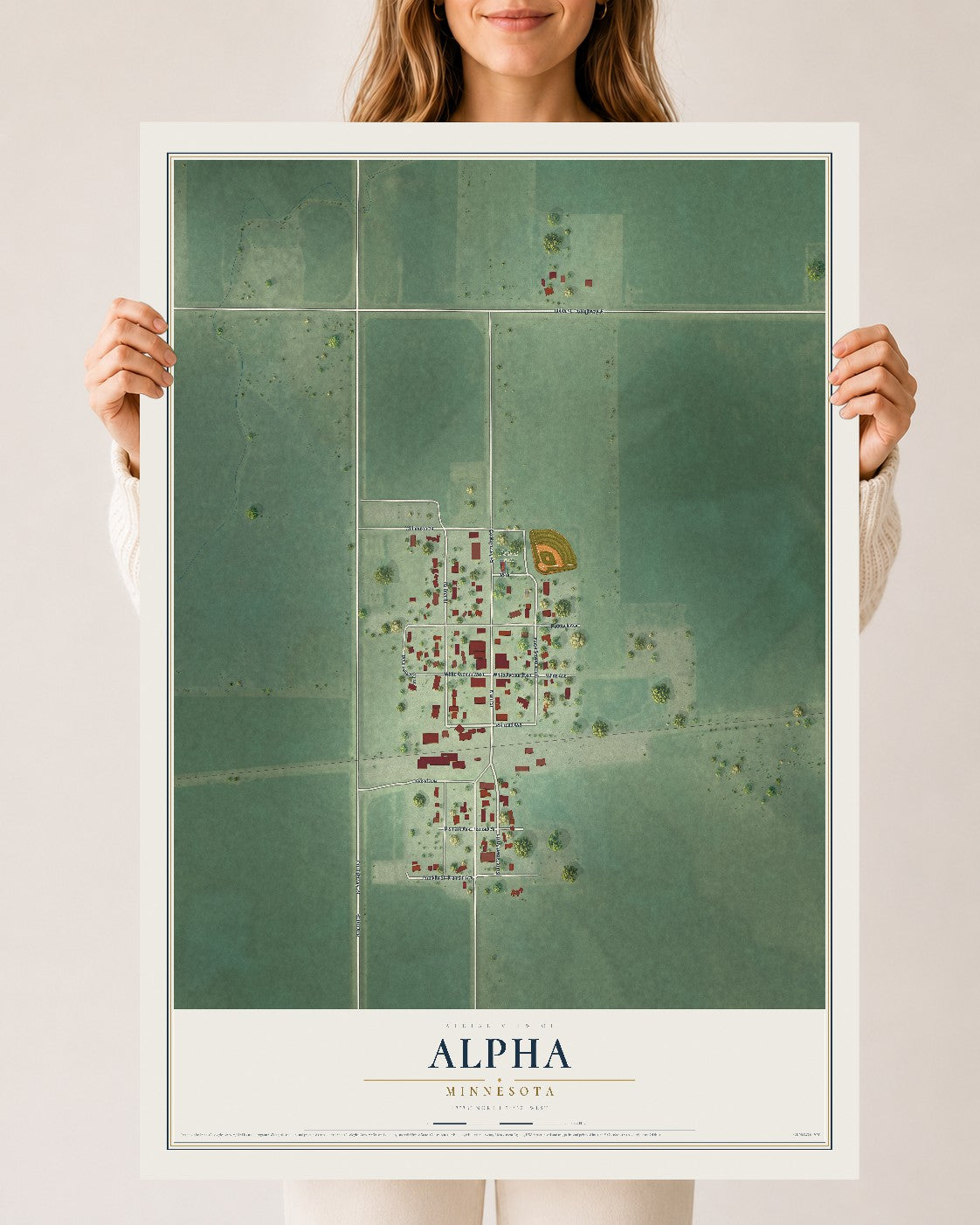 Map of Alpha, Minnesota, 24 x 36 inch unframed archival matte print
