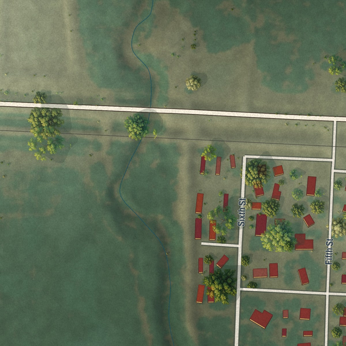 Second close-up of the map of Alvarado, Minnesota print showing more streets and buildings