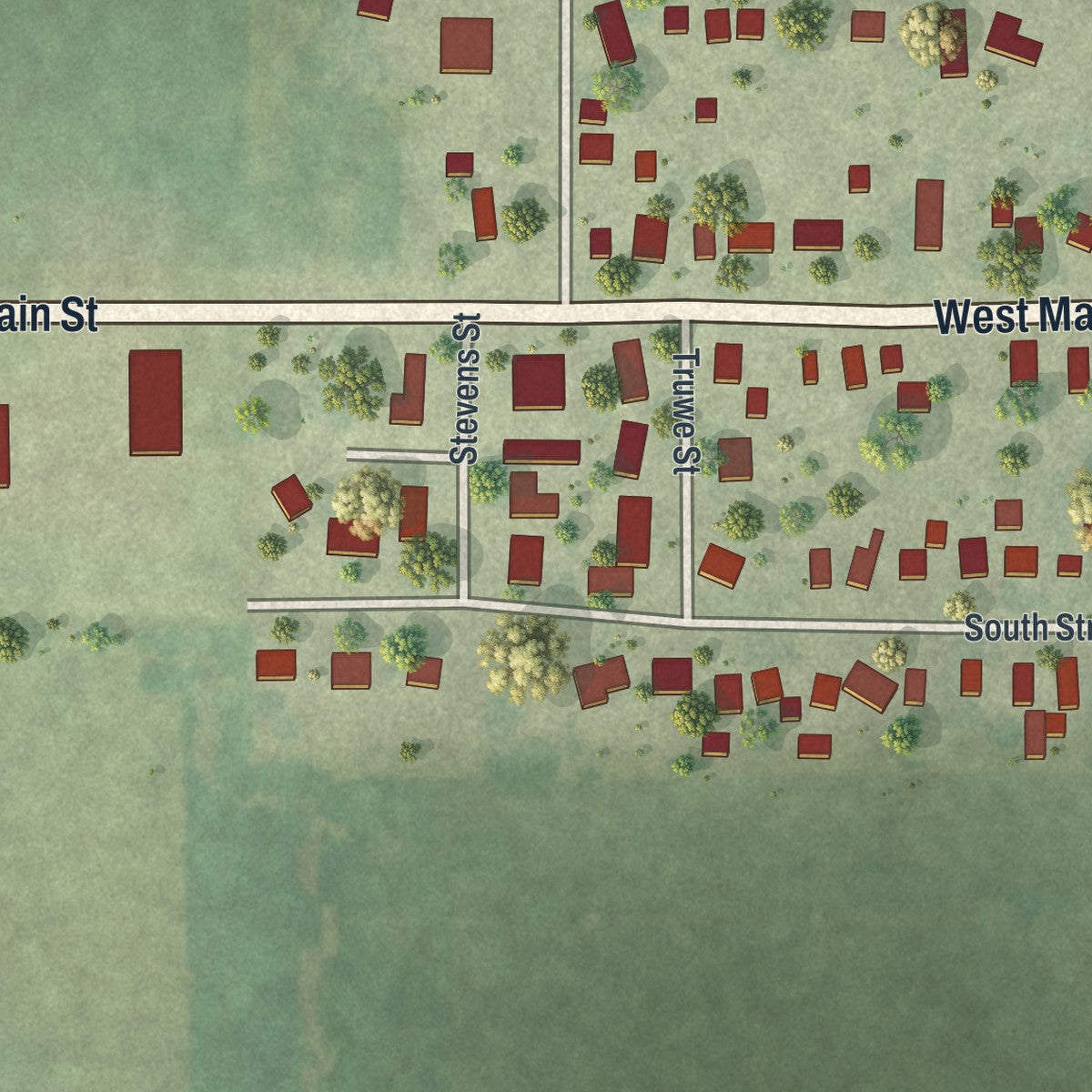 Second close-up of the map of Amboy, Minnesota print showing more streets and buildings