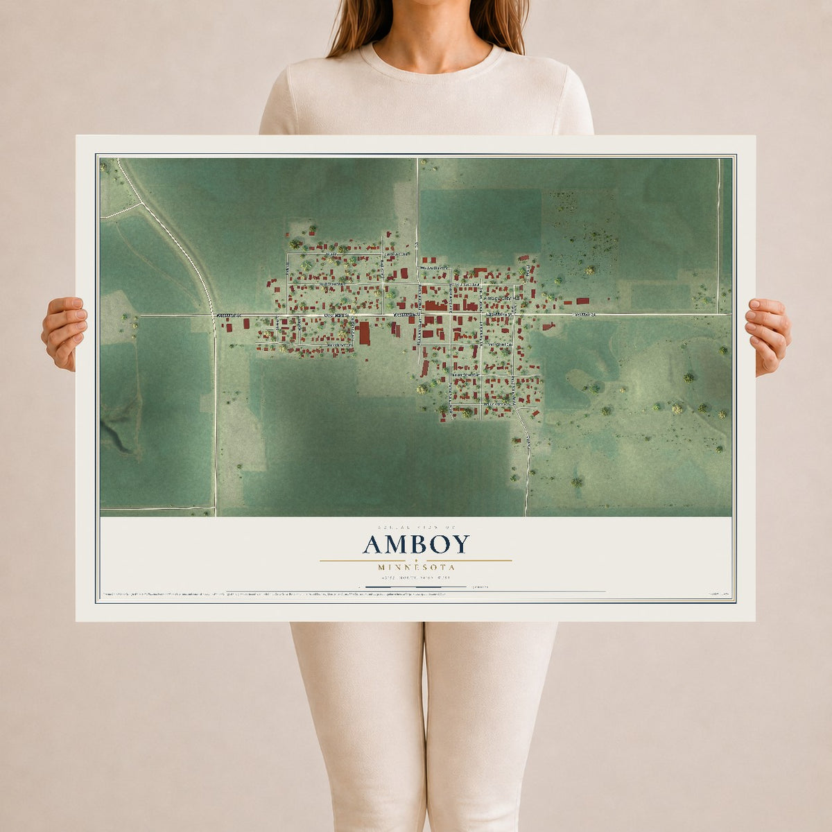 Map of Amboy, Minnesota, 24 x 36 inch unframed archival matte print
