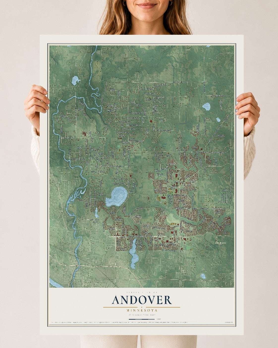 Map of Andover, Minnesota, 24 x 36 inch unframed archival matte print