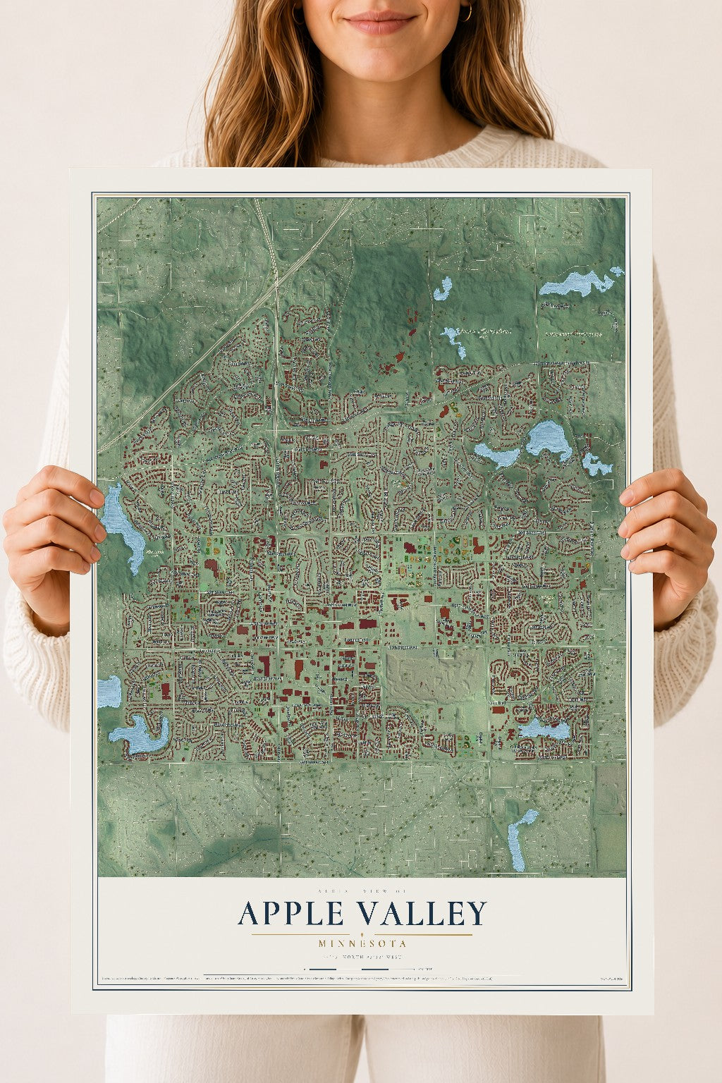 Map of Apple Valley, Minnesota, 18 x 24 inch unframed archival matte print