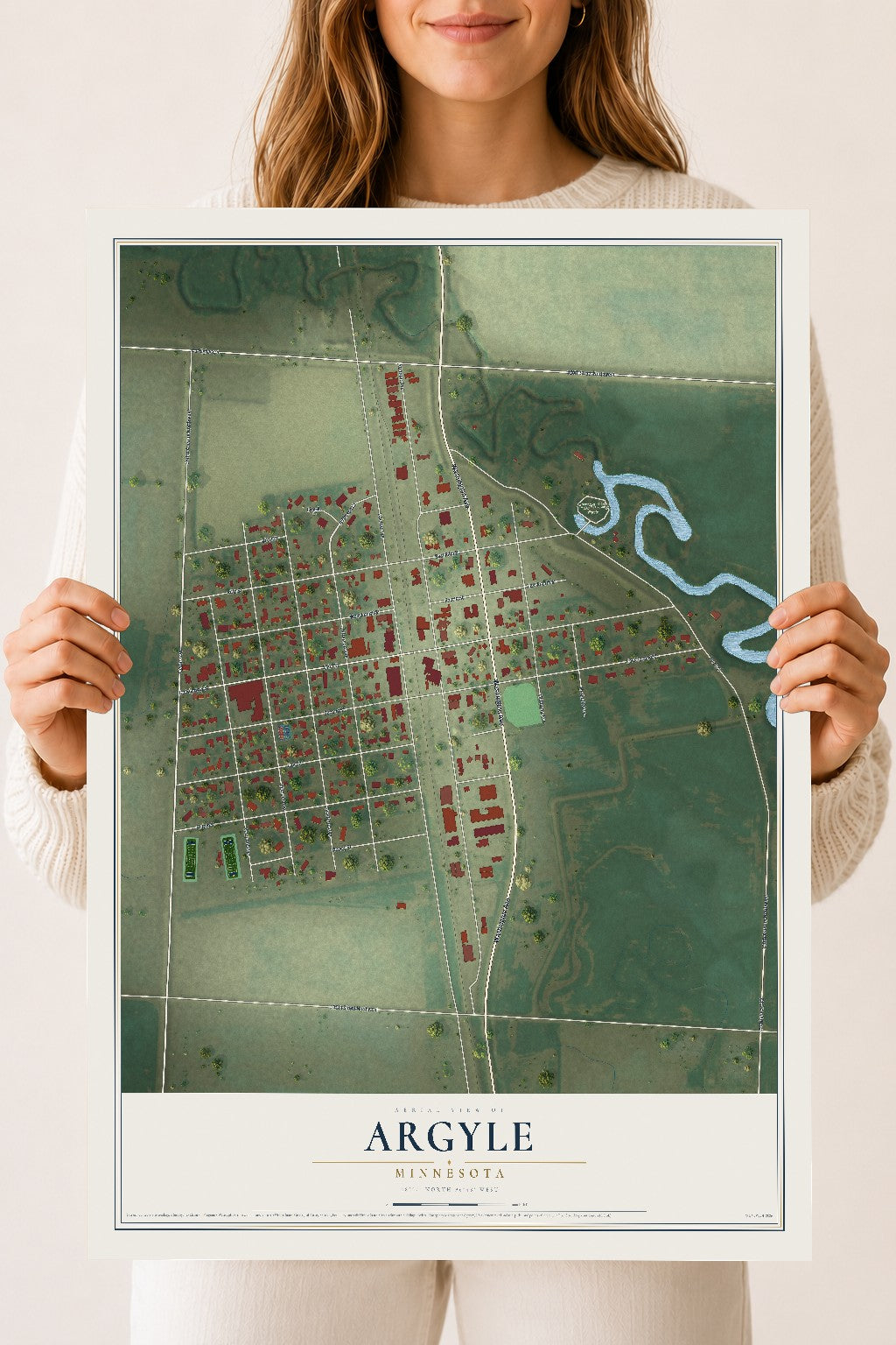 Map of Argyle, Minnesota, 18 x 24 inch unframed archival matte print