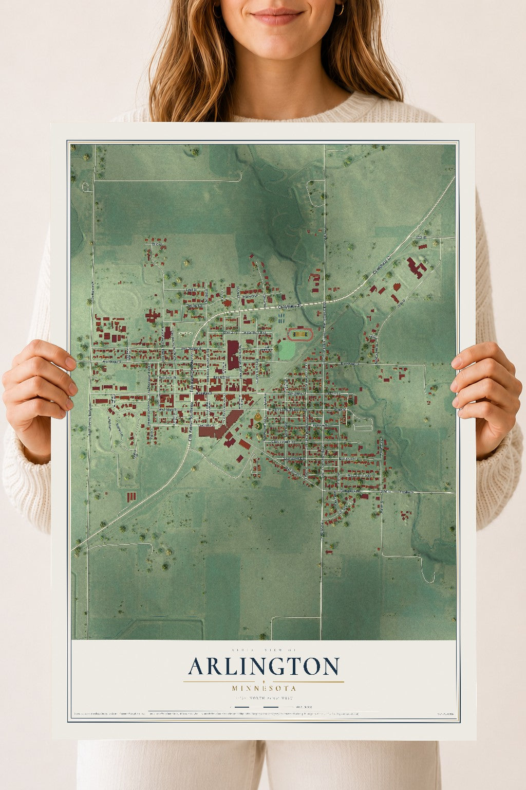 Map of Arlington, Minnesota, 18 x 24 inch unframed archival matte print