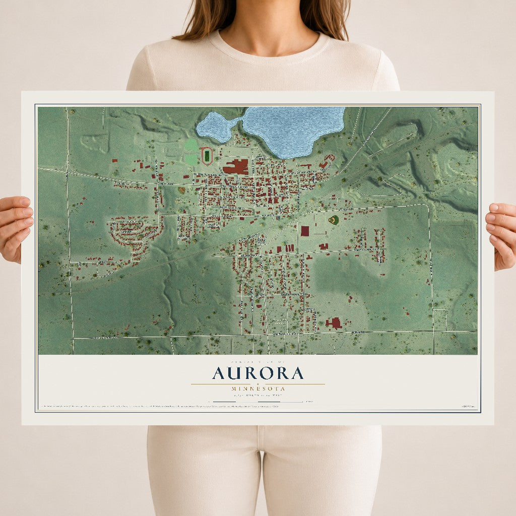 Map of Aurora, Minnesota, 18 x 24 inch unframed archival matte print