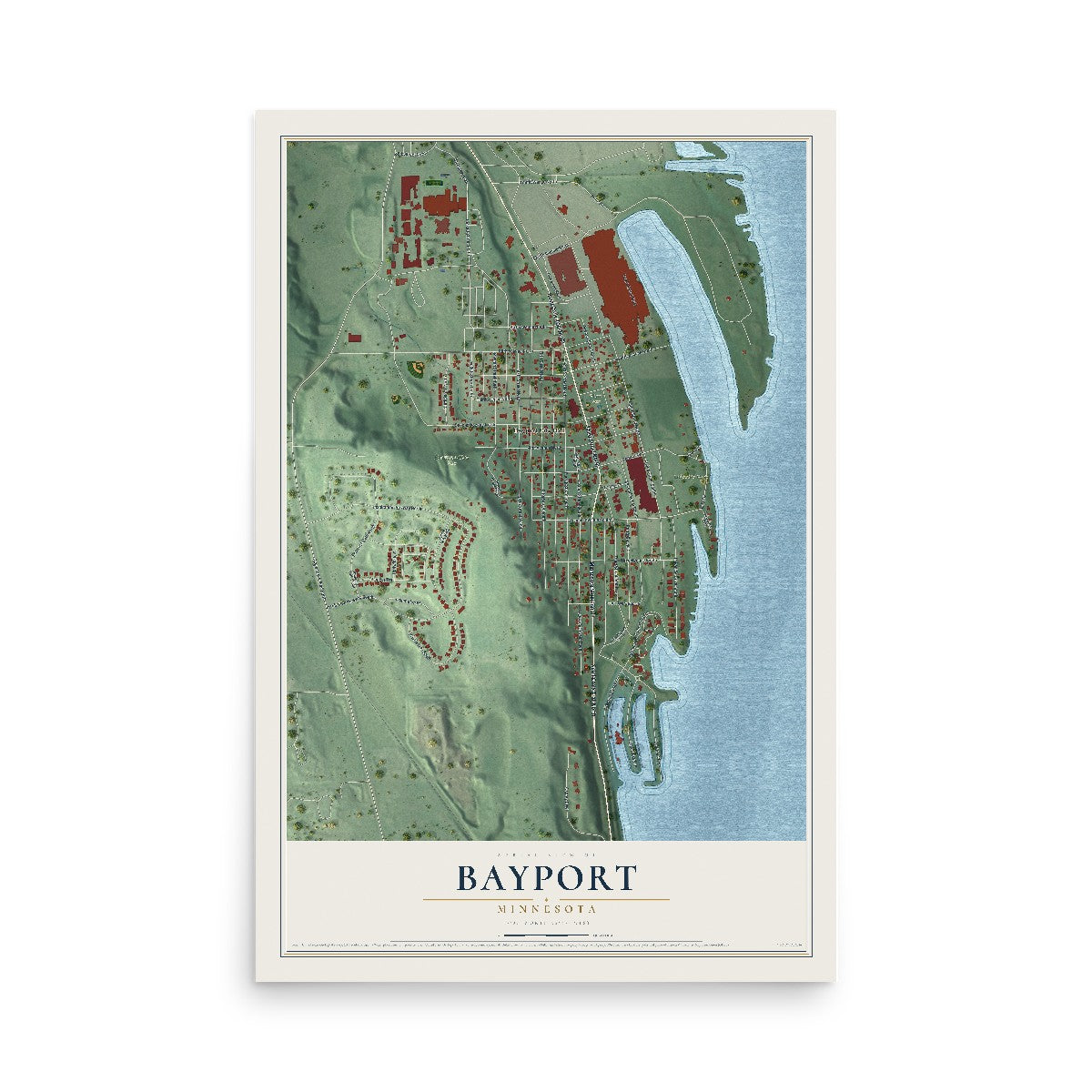 Map of Bayport, Minnesota, 12 x 18 inch unframed archival matte print