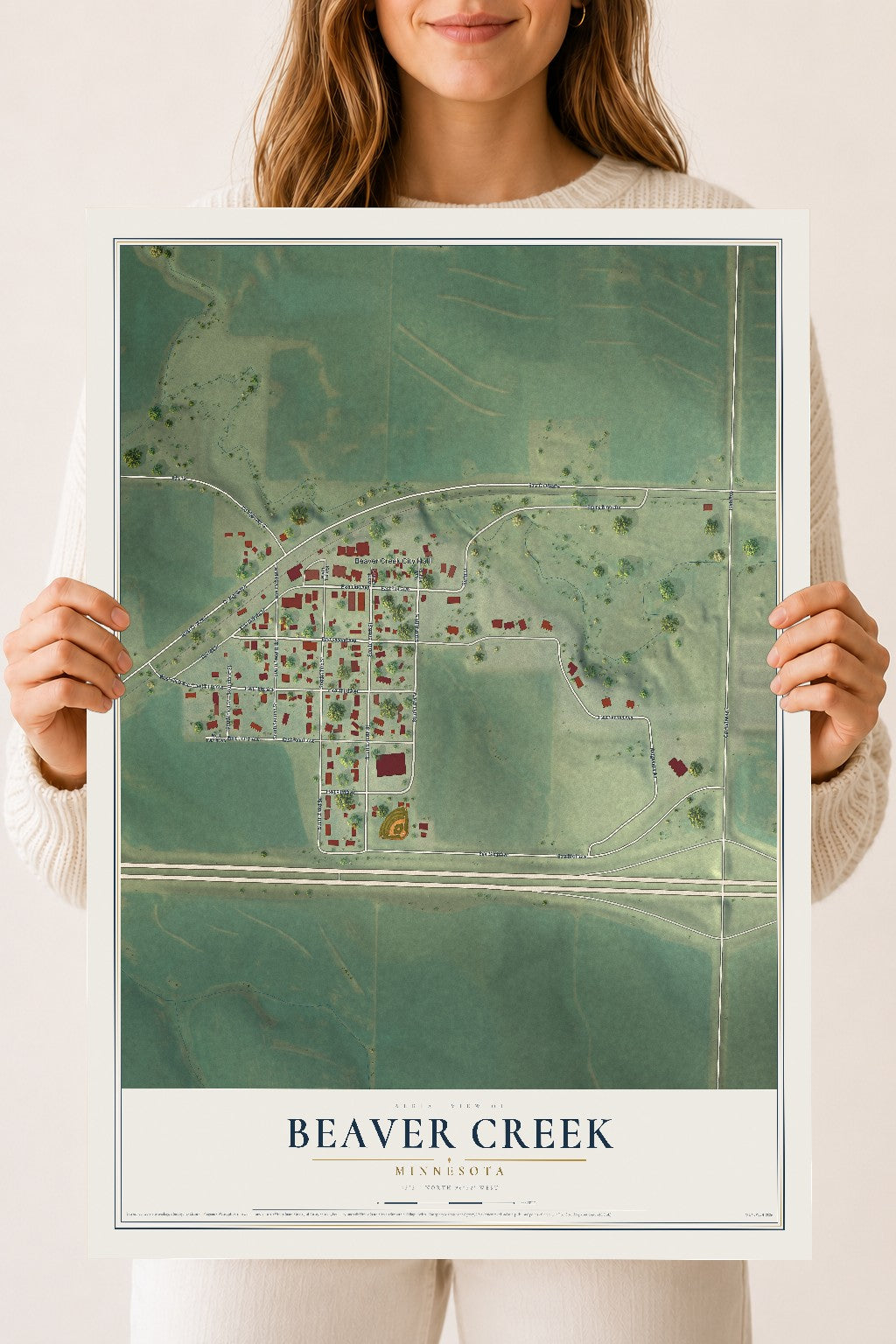 Map of Beaver Creek, Minnesota, 18 x 24 inch unframed archival matte print