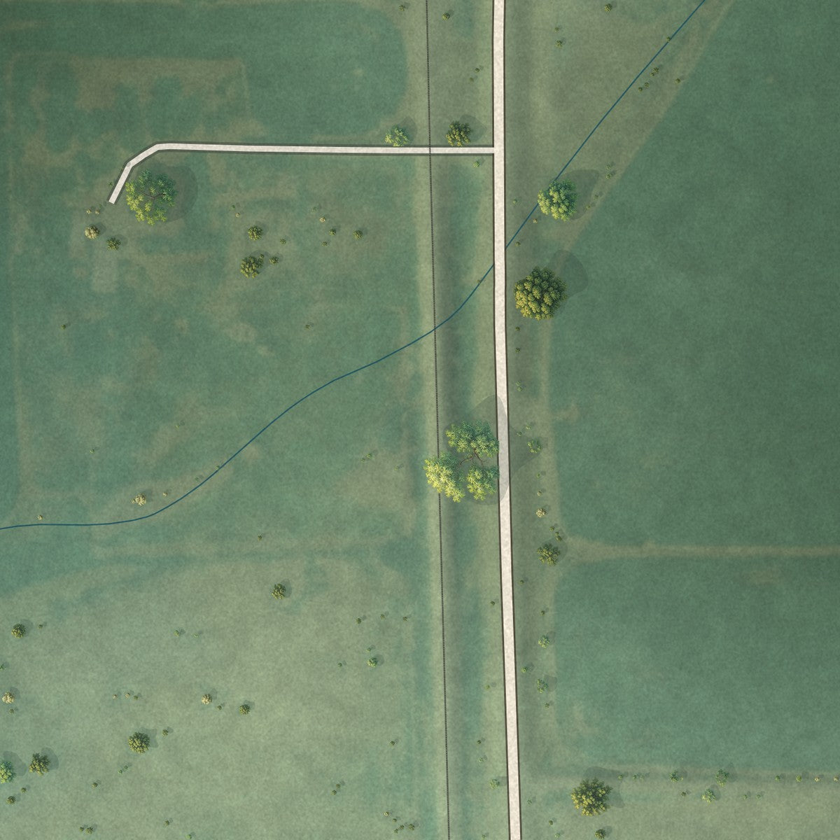 Second close-up of the map of Bejou, Minnesota print showing more streets and buildings