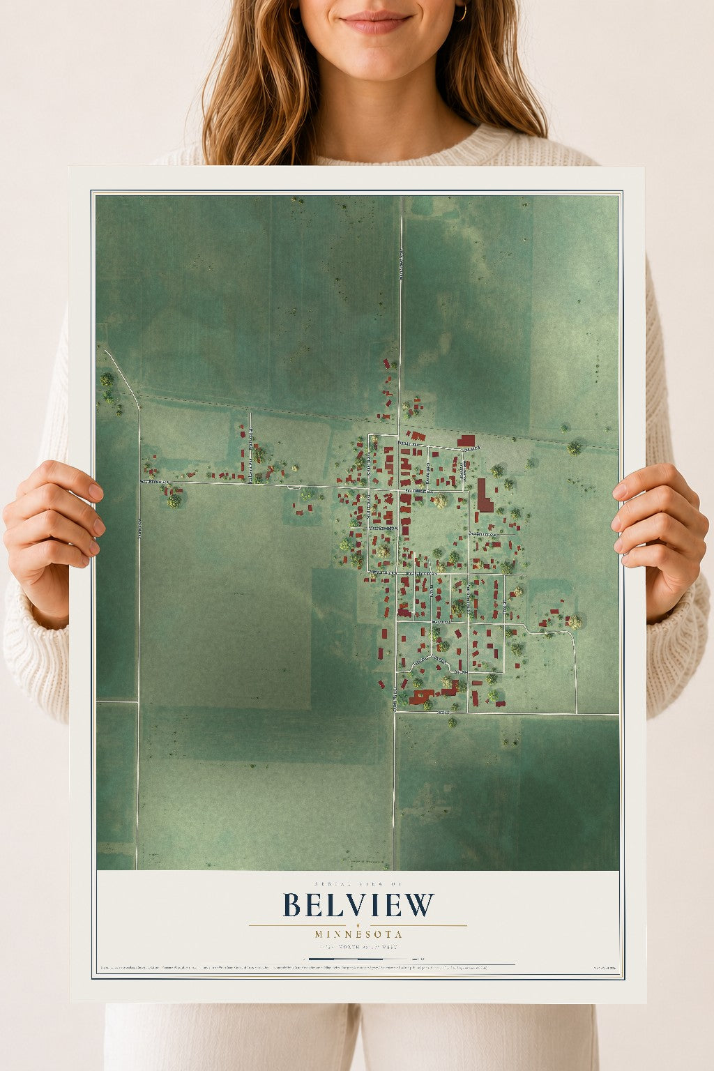 Map of Belview, Minnesota, 18 x 24 inch unframed archival matte print