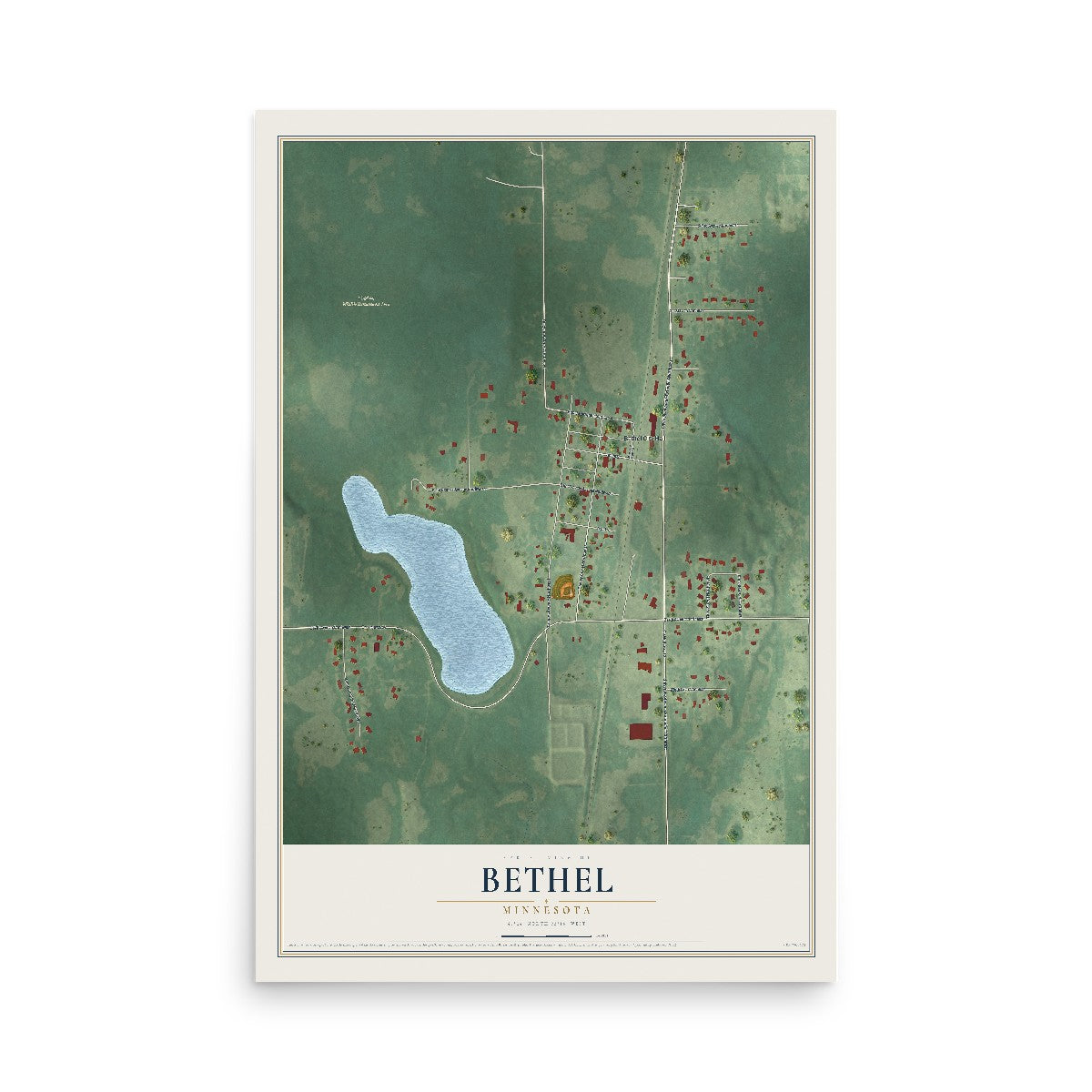 Map of Bethel, Minnesota, 12 x 18 inch unframed archival matte print