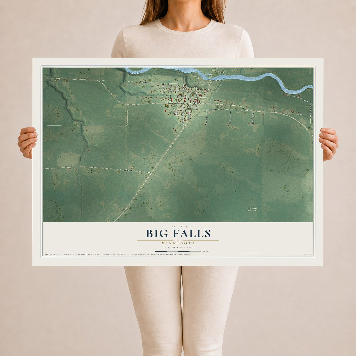 Map of Big Falls, Minnesota, 24 x 36 inch unframed archival matte print