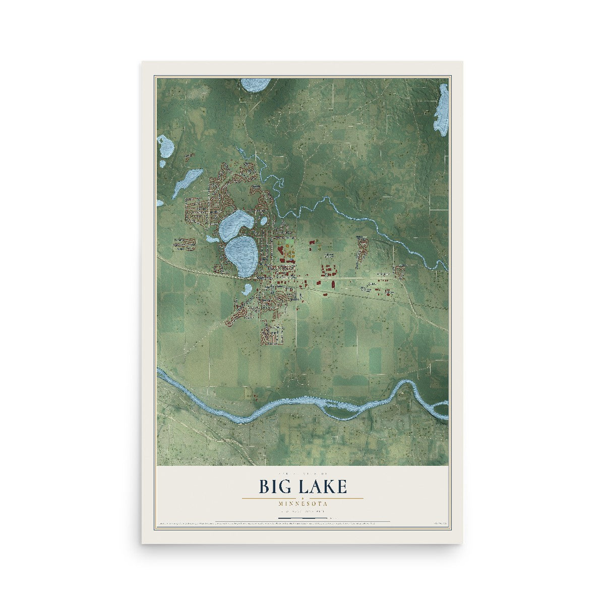 Map of Big Lake, Minnesota, 12 x 18 inch unframed archival matte print