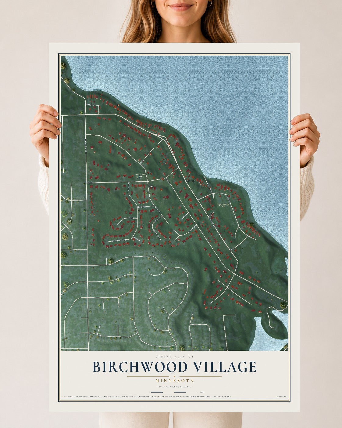 Map of Birchwood Village, Minnesota, 24 x 36 inch unframed archival matte print