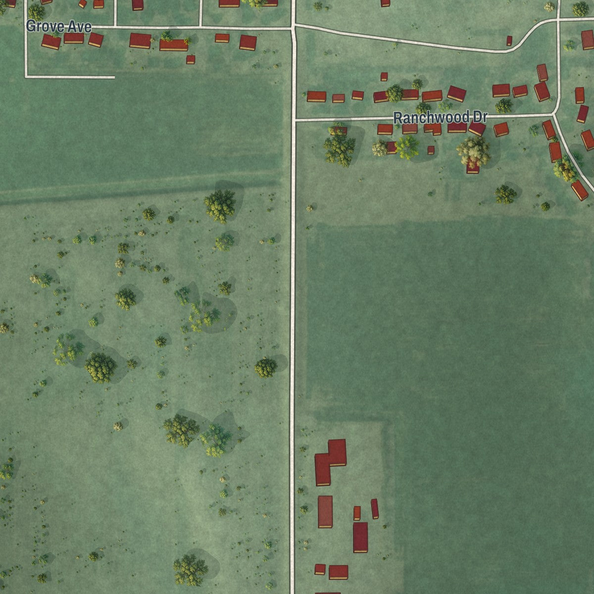 Second close-up of the map of Bird Island, Minnesota print showing more streets and buildings