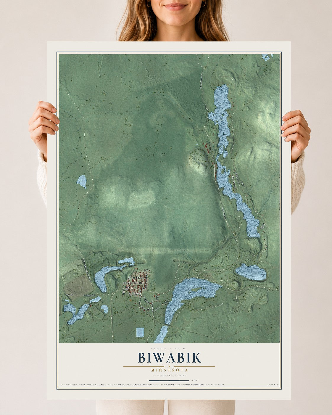 Map of Biwabik, Minnesota, 24 x 36 inch unframed archival matte print