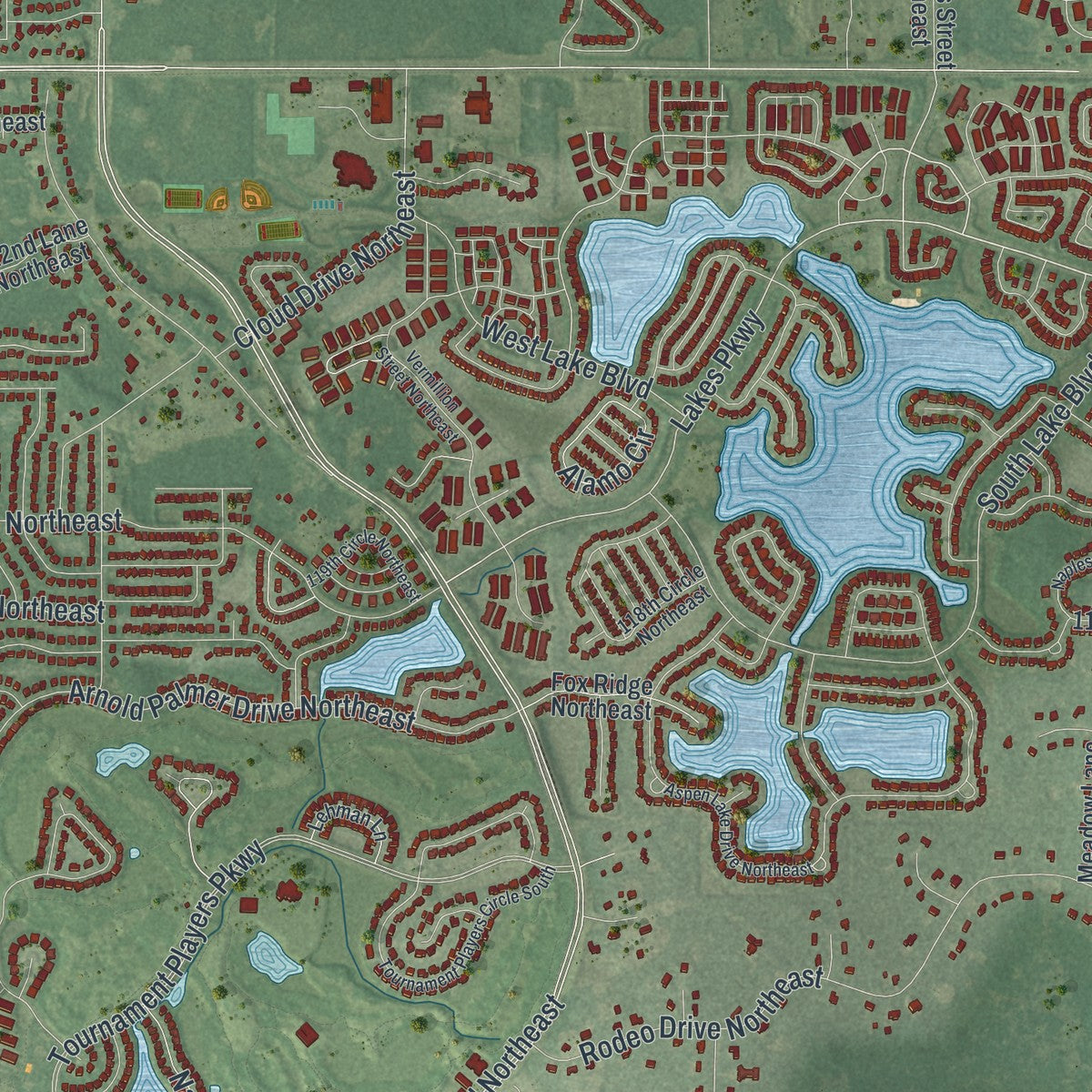 Second close-up of the map of Blaine, Minnesota print showing more streets and buildings