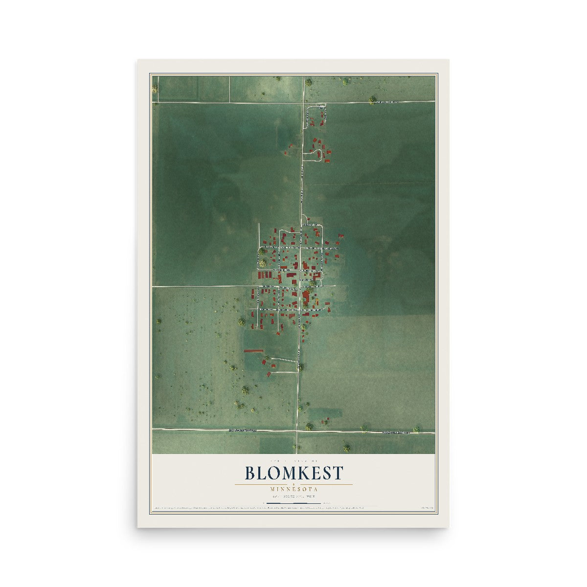 Map of Blomkest, Minnesota, 12 x 18 inch unframed archival matte print