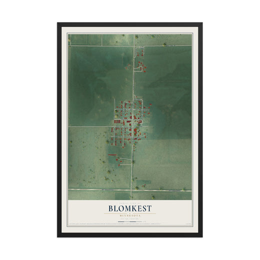 Map of Blomkest, Minnesota, 12 x 18 inch print in a black wood frame