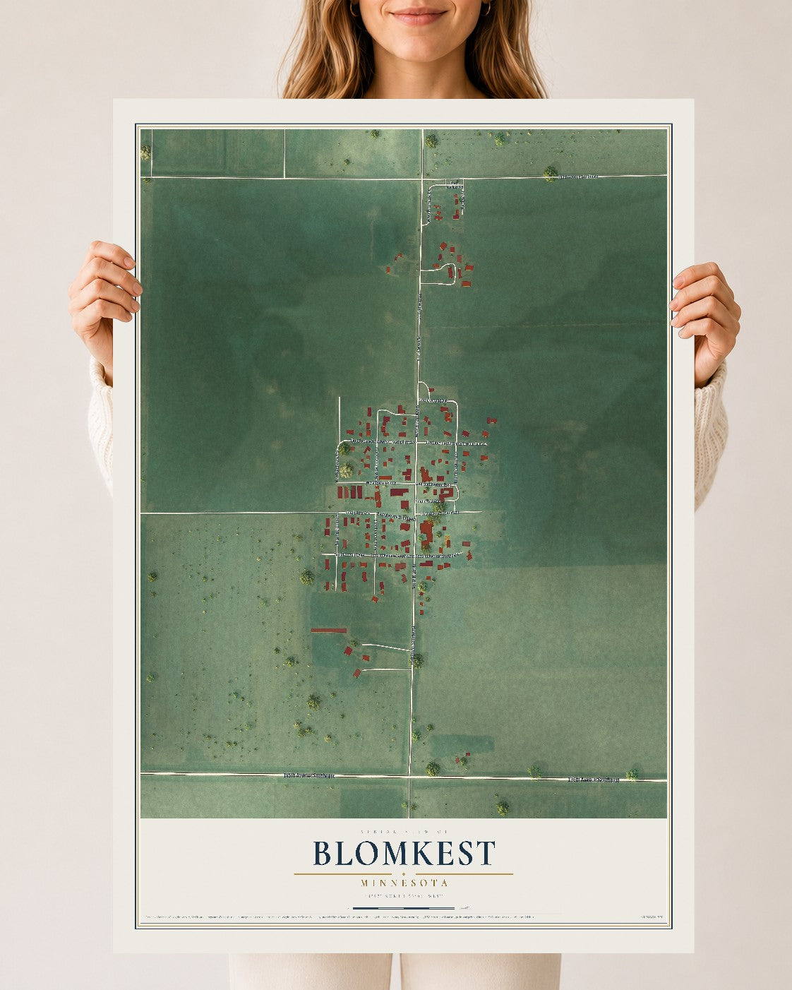 Map of Blomkest, Minnesota, 24 x 36 inch unframed archival matte print