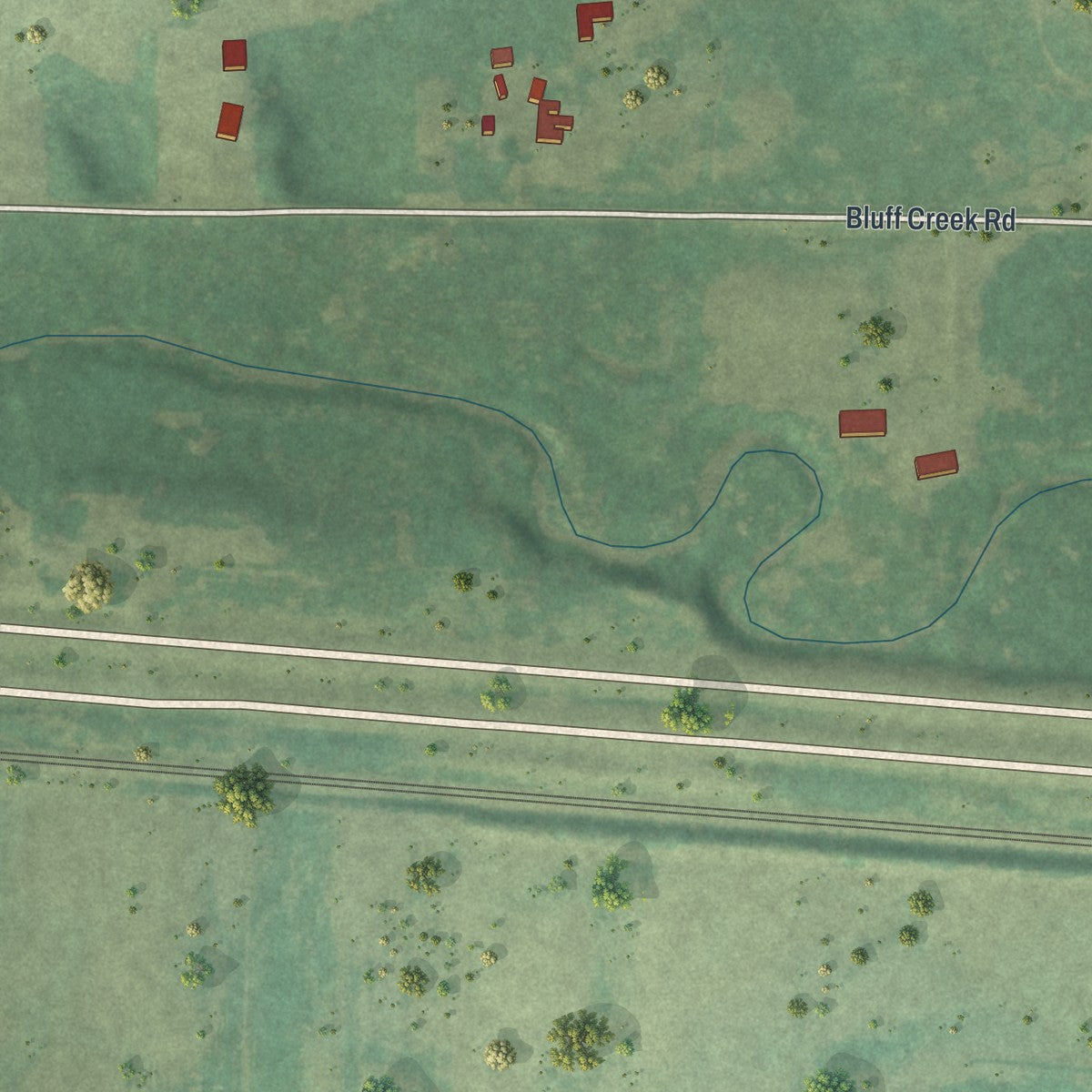 Second close-up of the map of Bluffton, Minnesota print showing more streets and buildings