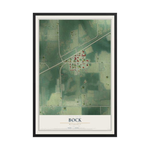 Map of Bock, Minnesota, 12 x 18 inch print in a black wood frame
