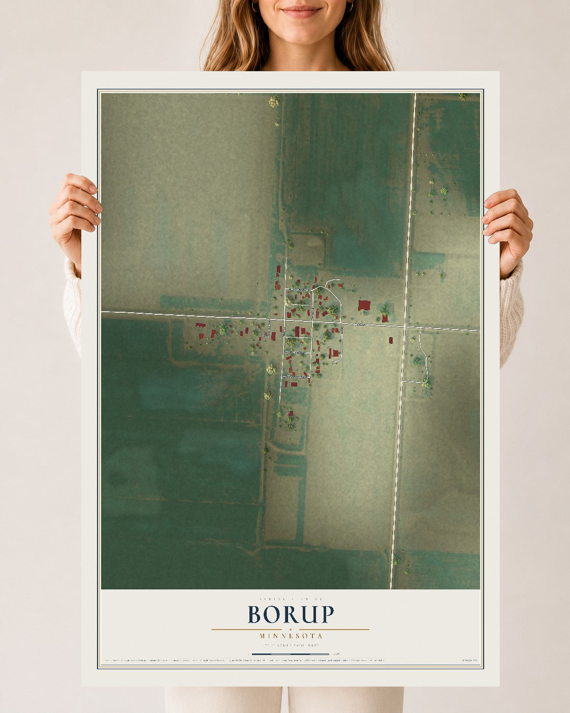 Map of Borup, Minnesota, 24 x 36 inch unframed archival matte print
