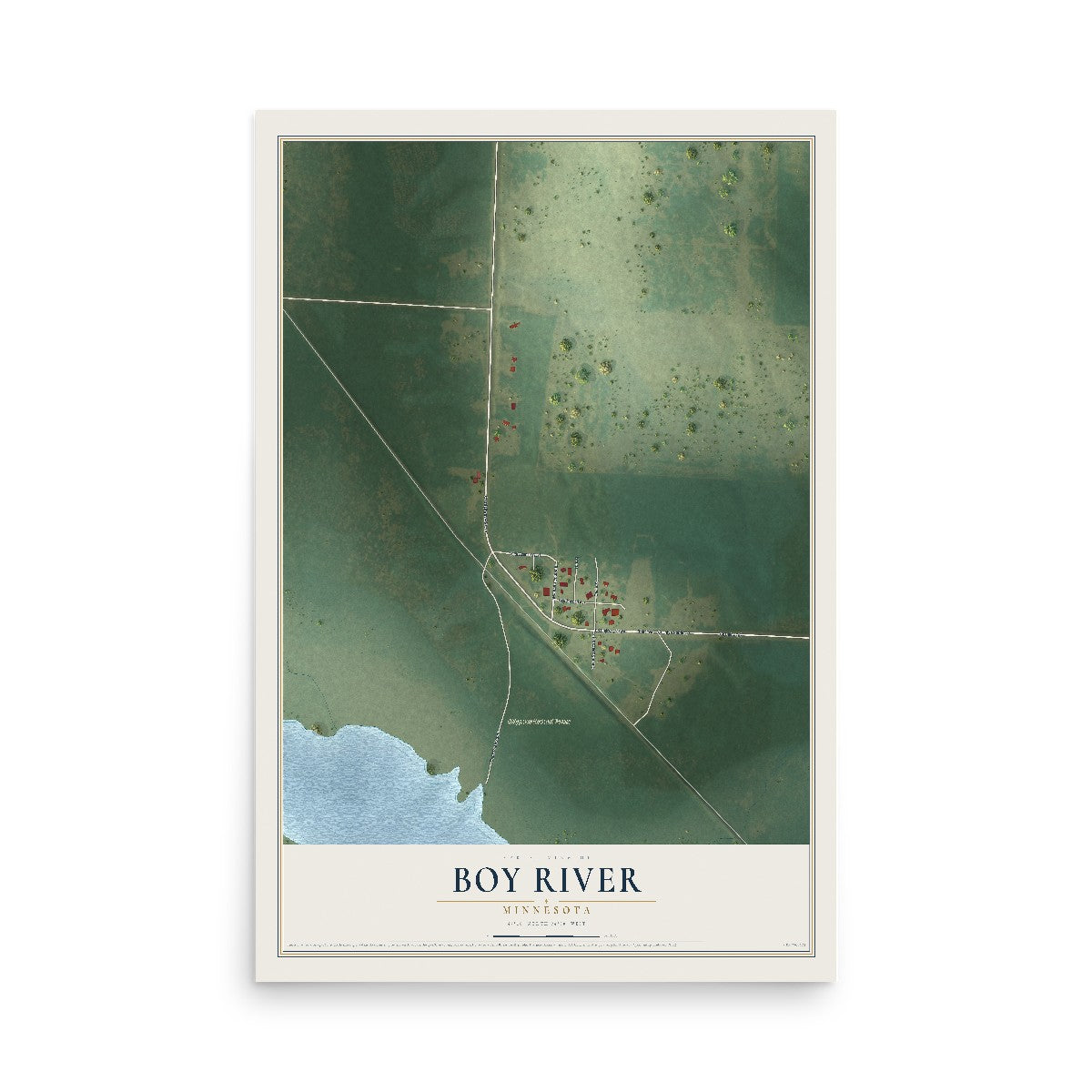 Map of Boy River, Minnesota, 12 x 18 inch unframed archival matte print