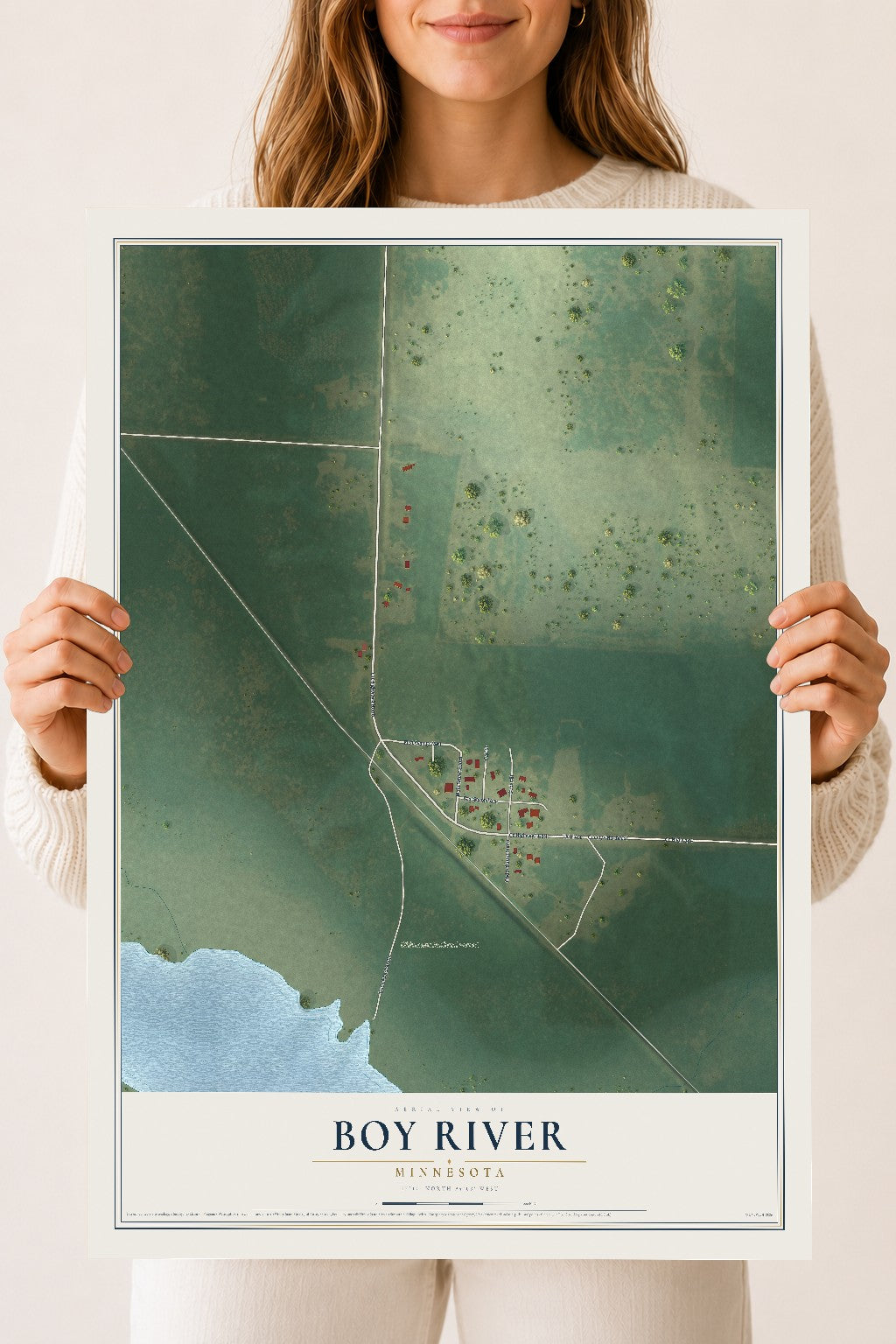 Map of Boy River, Minnesota, 18 x 24 inch unframed archival matte print