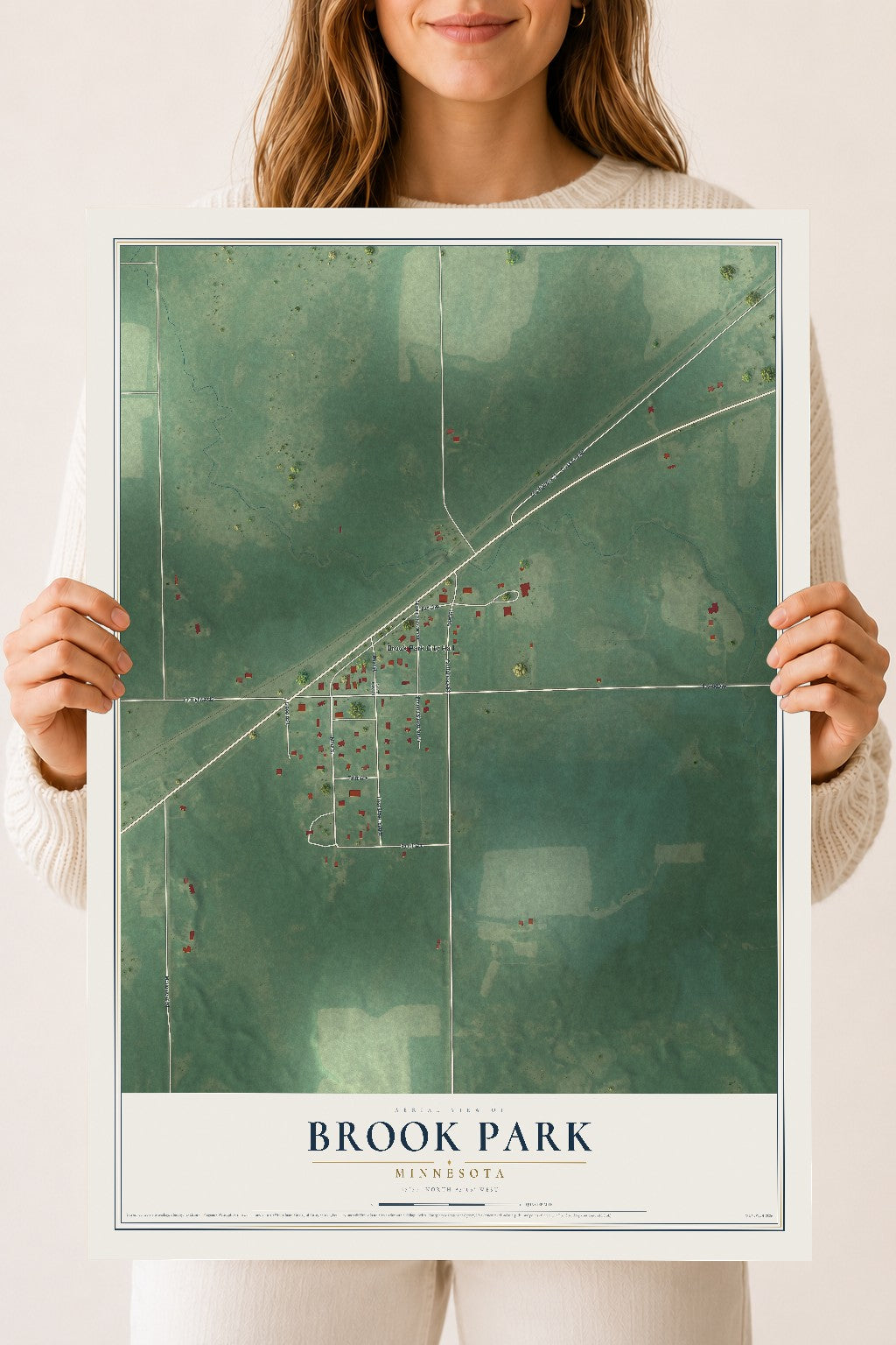 Map of Brook Park, Minnesota, 18 x 24 inch unframed archival matte print