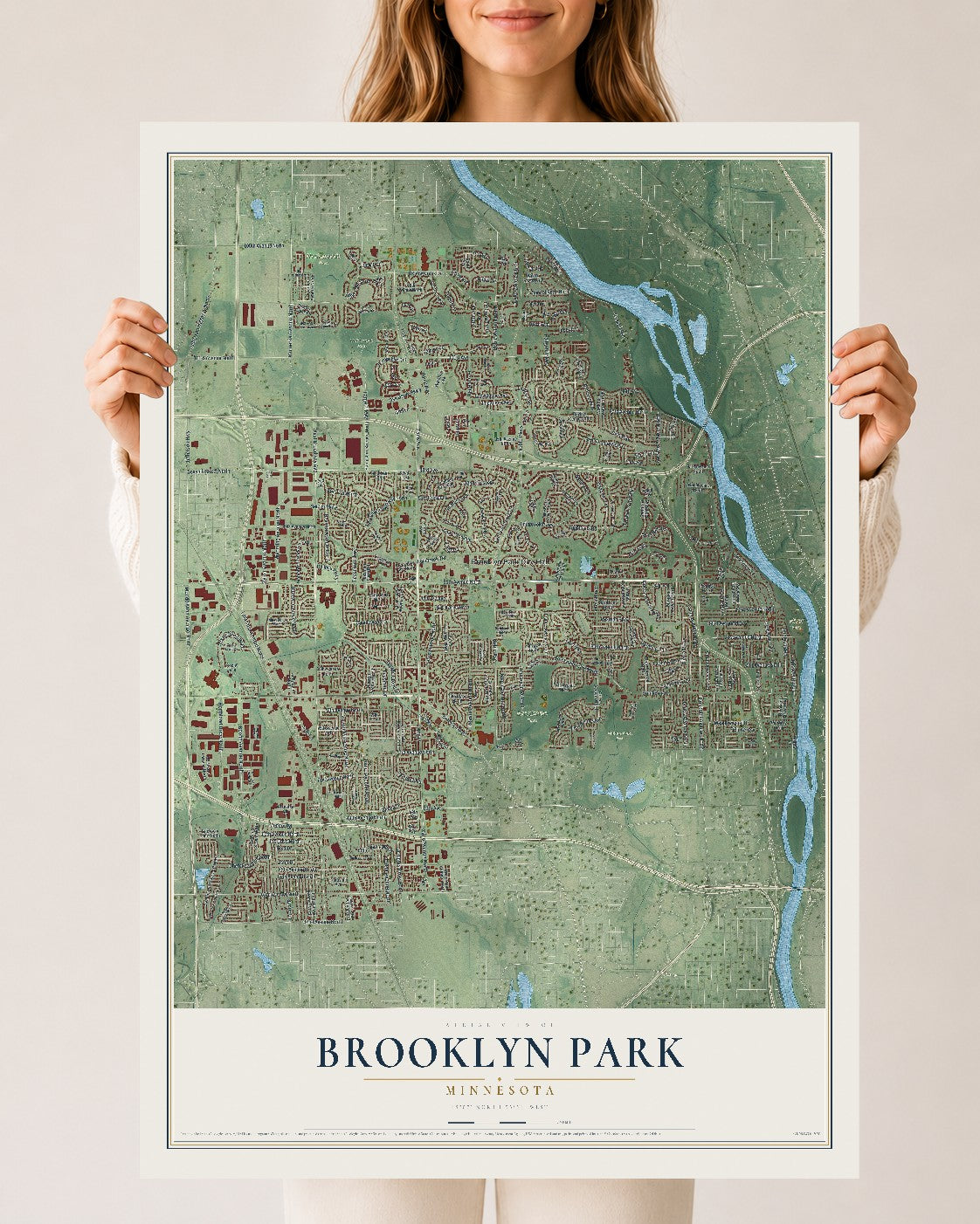 Map of Brooklyn Park, Minnesota, 24 x 36 inch unframed archival matte print