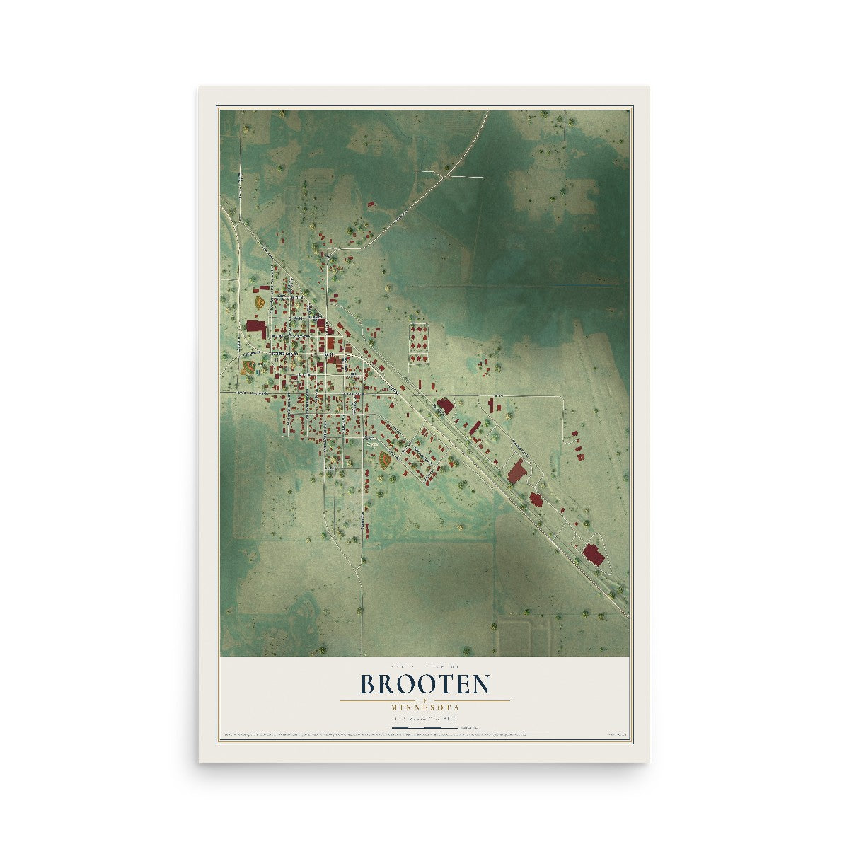 Map of Brooten, Minnesota, 12 x 18 inch unframed archival matte print