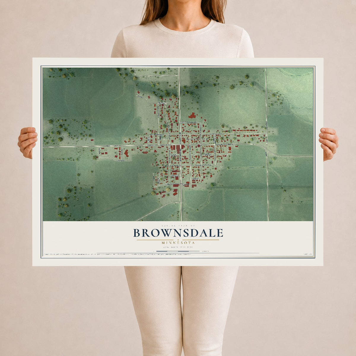 Map of Brownsdale, Minnesota, 24 x 36 inch unframed archival matte print