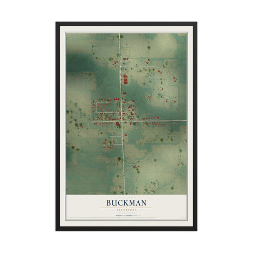 Map of Buckman, Minnesota, 12 x 18 inch print in a black wood frame