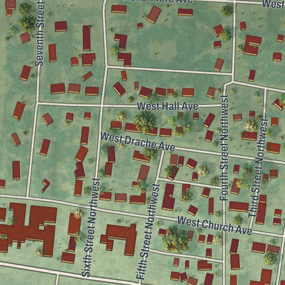 Close-up of the map of Buffalo Lake, Minnesota print showing street and building detail