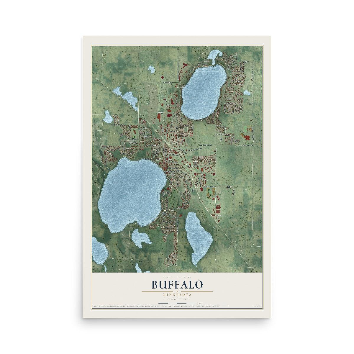 Map of Buffalo, Minnesota, 12 x 18 inch unframed archival matte print