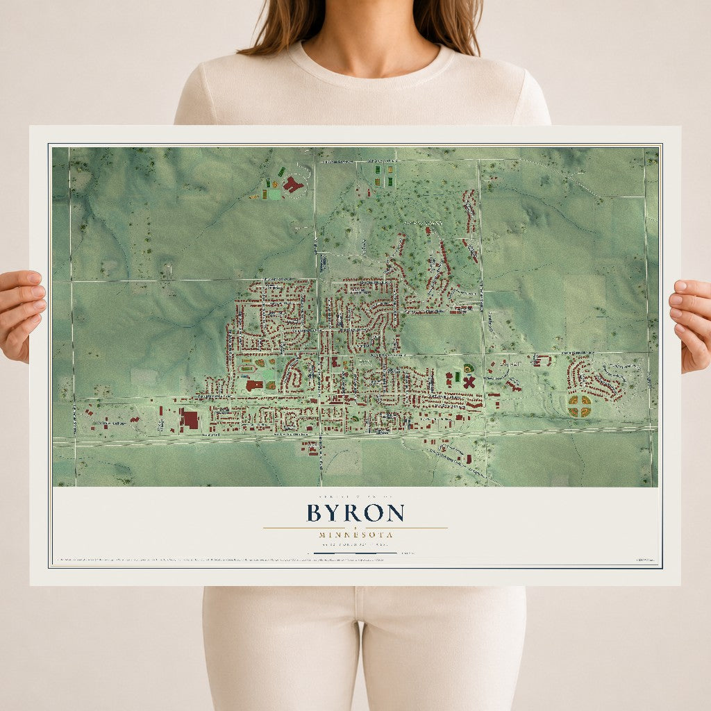 Map of Byron, Minnesota, 18 x 24 inch unframed archival matte print