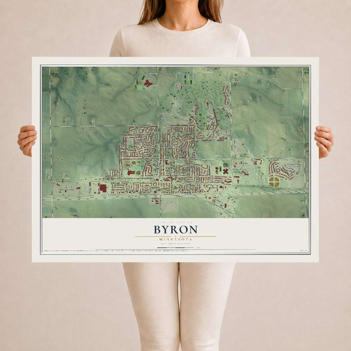 Map of Byron, Minnesota, 24 x 36 inch unframed archival matte print