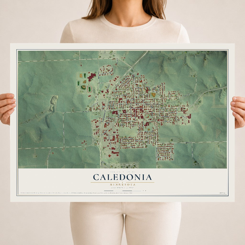 Map of Caledonia, Minnesota, 18 x 24 inch unframed archival matte print